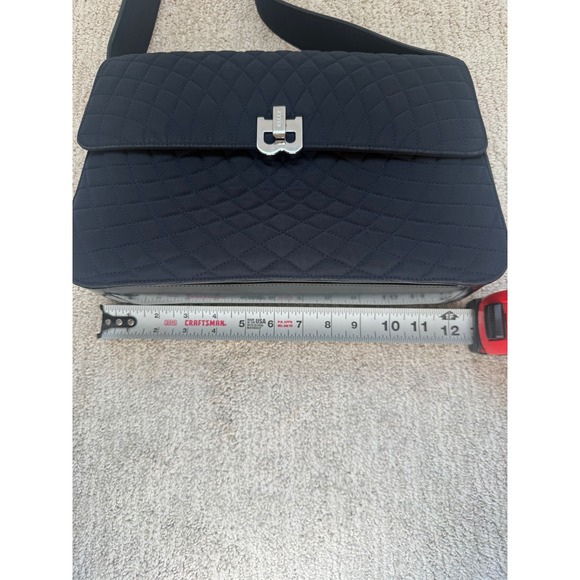 Vintage Bally Luxurious Designer Navy Blue Quilted Nylon Shoulder Bag – Elegant - Picture 12 of 13